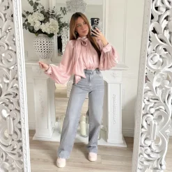 JEAN WIDE LEG GRIS GWLADYS