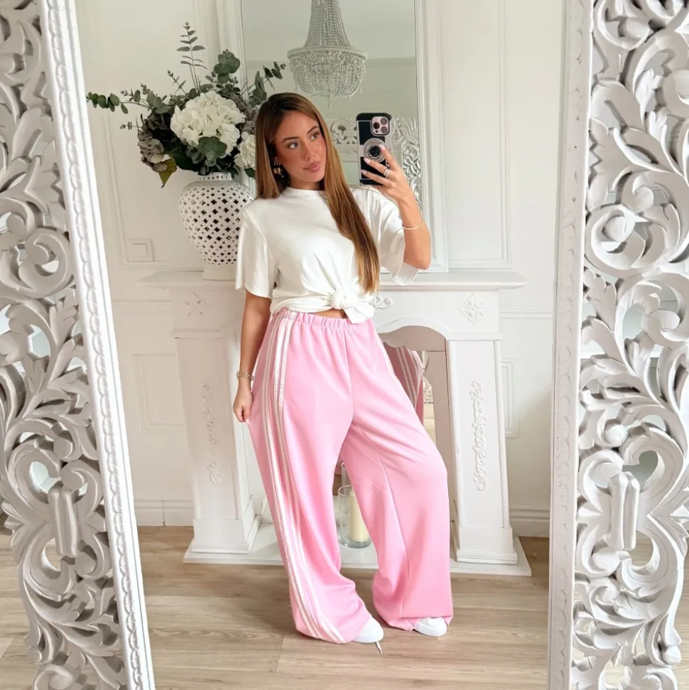 JOGGER PINK BANDES BLANCHES