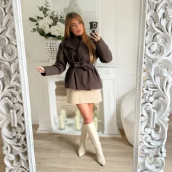 JUPE ASPECT DAIM AVEC CEINTURE LOUISA