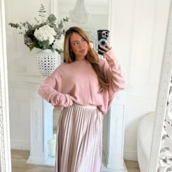 JUPE NUDE ROSÉ PLISSÉE