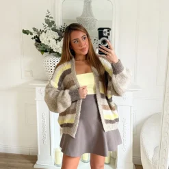 JUPE PEPLUM TAUPE EN MAILLE