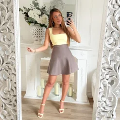 JUPE PEPLUM TAUPE EN MAILLE