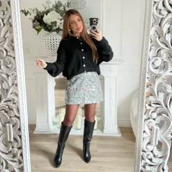 JUPE SEQUINS ARGENTÉS CHRISTINE