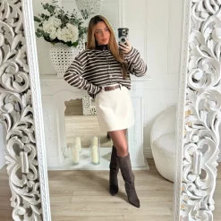 JUPE SHORT BEIGE AVEC CEINTURE ELIETTE