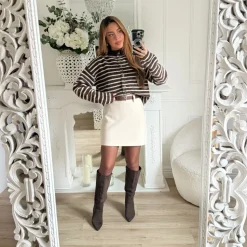 JUPE SHORT BEIGE AVEC CEINTURE ELIETTE