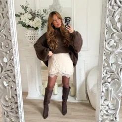 JUPE SHORT BEIGE DENTELLE