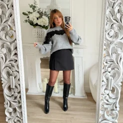 JUPE SHORT BLACK AVEC CEINTURE ELIANA