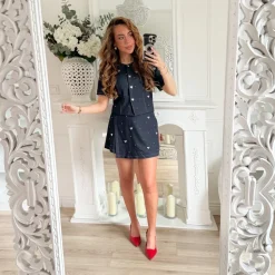 JUPE SHORT DENIM COEURS