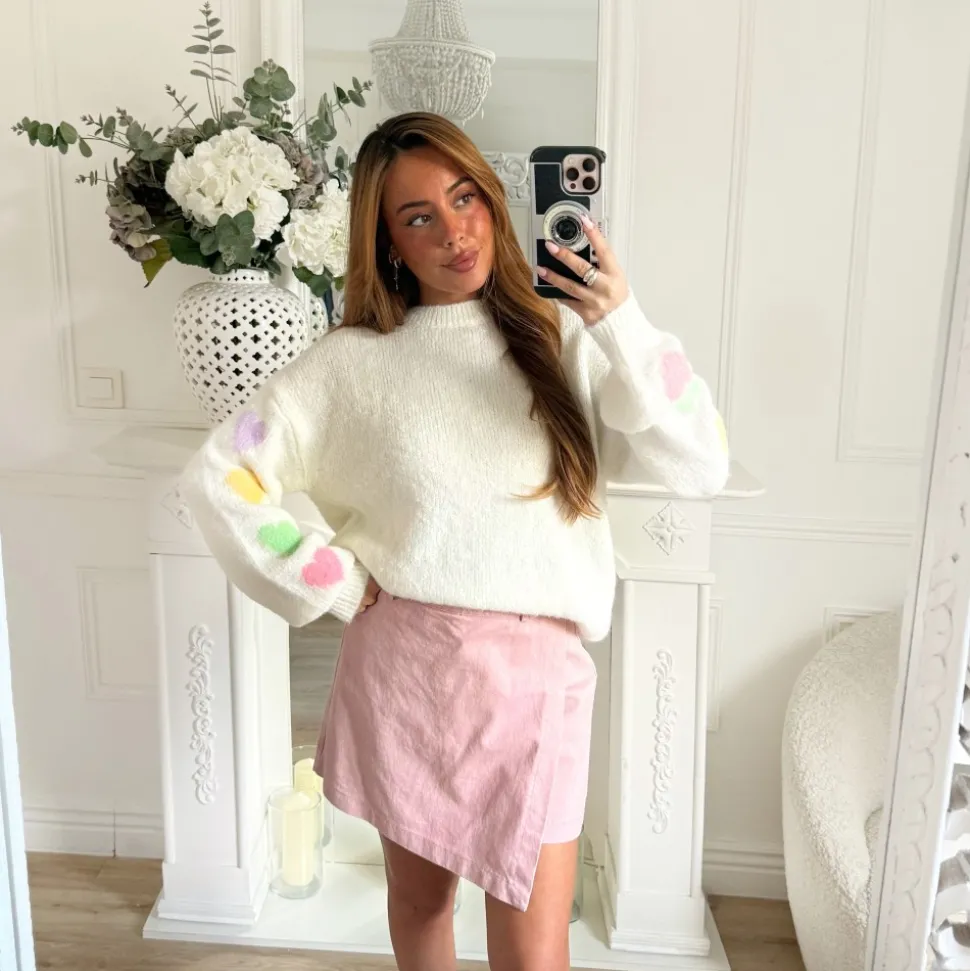 JUPE SHORT EN JEAN VIEUX ROSE