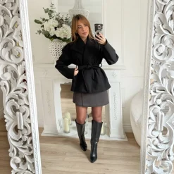 JUPE SHORT GRISE AVEC CEINTURE ELIANA