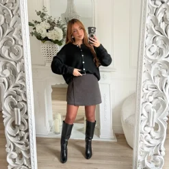 JUPE SHORT GRISE AVEC CEINTURE ELIANA