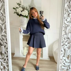 JUPE SHORT MARINE STYLE ÉCOLIÈRE MARCELINE