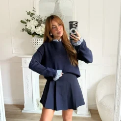 JUPE SHORT MARINE STYLE ÉCOLIÈRE MARCELINE