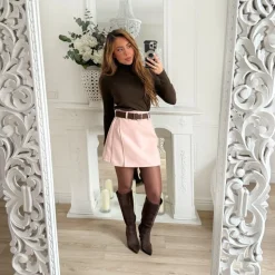JUPE SHORT PINK AVEC CEINTURE ELIANA