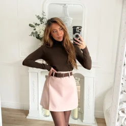 JUPE SHORT PINK AVEC CEINTURE ELIANA