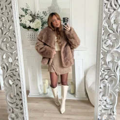 JUPE SHORT SUÉDINE TAUPE LÉONTINE