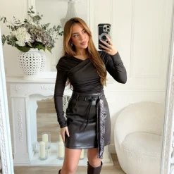 JUPE SIMILI BLACK LUCILE