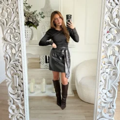 JUPE SIMILI BLACK LUCILE