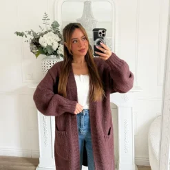 LONG GILET MAILLE CHOCO