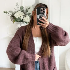 LONG GILET MAILLE CHOCO