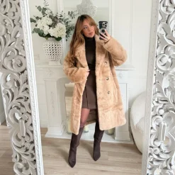 LONG MANTEAU FOURRURE CAMEL