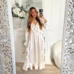 LONGUE ROBE AMPLE SATIN BEIGE