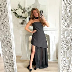 LONGUE ROBE BUSTIER BLACK VOILE