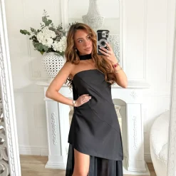 LONGUE ROBE BUSTIER BLACK VOILE