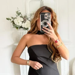 LONGUE ROBE BUSTIER BLACK VOILE