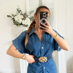LONGUE ROBE EN JEAN AVEC CEINTURE
