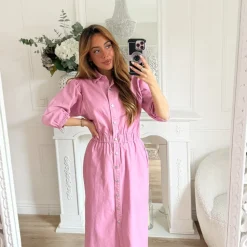 LONGUE ROBE EN JEAN ROSE