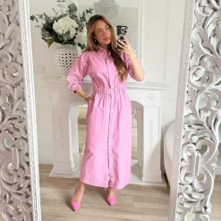 LONGUE ROBE EN JEAN ROSE