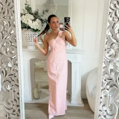 LONGUE ROBE EN LIN ROSE PASTEL