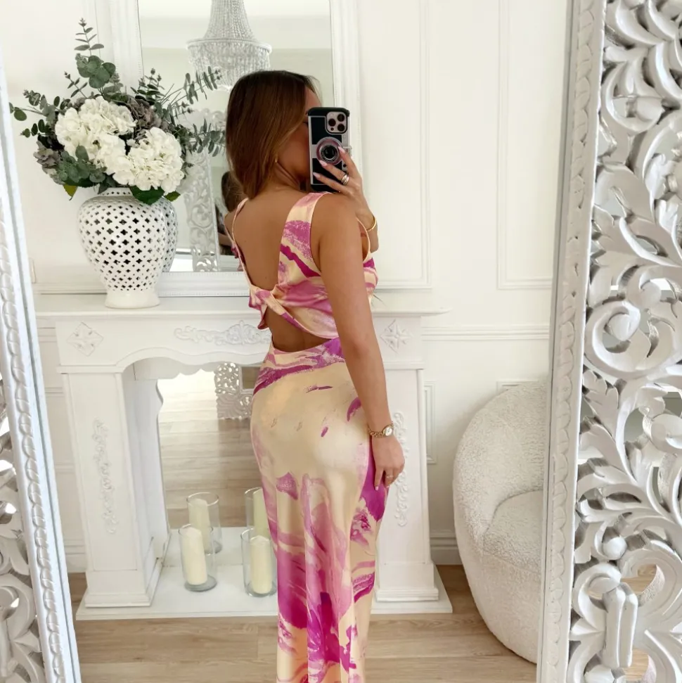 LONGUE ROBE JAUNE MOTIFS