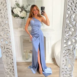 LONGUE ROBE MONOMANCHE ICE BLUE STRASS