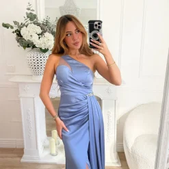 LONGUE ROBE MONOMANCHE ICE BLUE STRASS