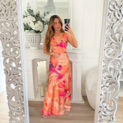 LONGUE ROBE MOTIFS ORANGE