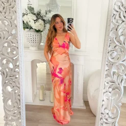 LONGUE ROBE MOTIFS ORANGE