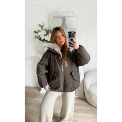MANTEAU CHOCO COL FOURRURE ELIANE