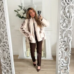 MANTEAU FOURRURE BEIGE ET CHOCO ANDRÉA
