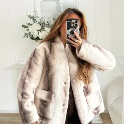 MANTEAU FOURRURE BEIGE ET CHOCO ANDRÉA
