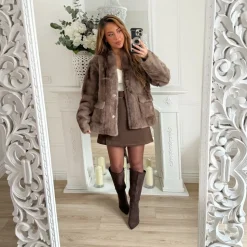 MANTEAU FOURRURE TAUPE ANGÉLIQUE