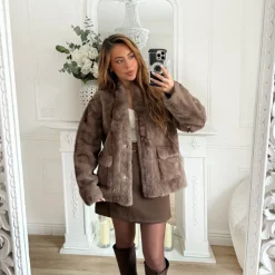MANTEAU FOURRURE TAUPE ANGÉLIQUE
