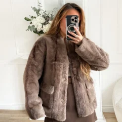 MANTEAU FOURRURE TAUPE ANGÉLIQUE
