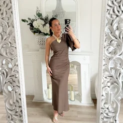 MAXI COLLIER PERLES ET COEUR BEIGE