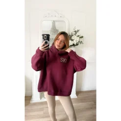 MAXI SWEAT BURGUNDY À CAPUCHE SKI ALEXANDRINE