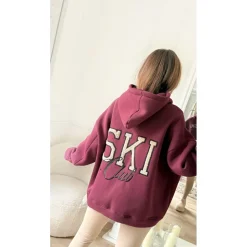 MAXI SWEAT BURGUNDY À CAPUCHE SKI ALEXANDRINE