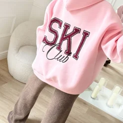 MAXI SWEAT PINK À CAPUCHE SKI ALEXANDRINE