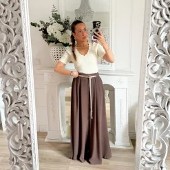 PALAZZO CHOCO CEINTURE CORDE