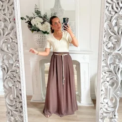 PALAZZO CHOCO CEINTURE CORDE